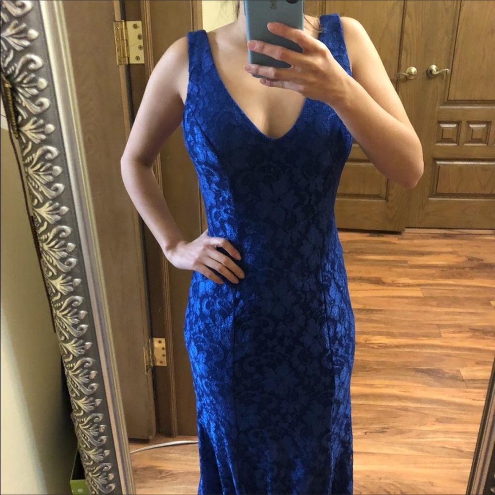 B.Darlin Blue long bridesmaid or prom dress 1/2